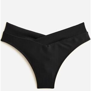 New NWT J. Crew Black Ribbed Cross Front Cheeky Bikini Swim Suit Bottom Size 3X